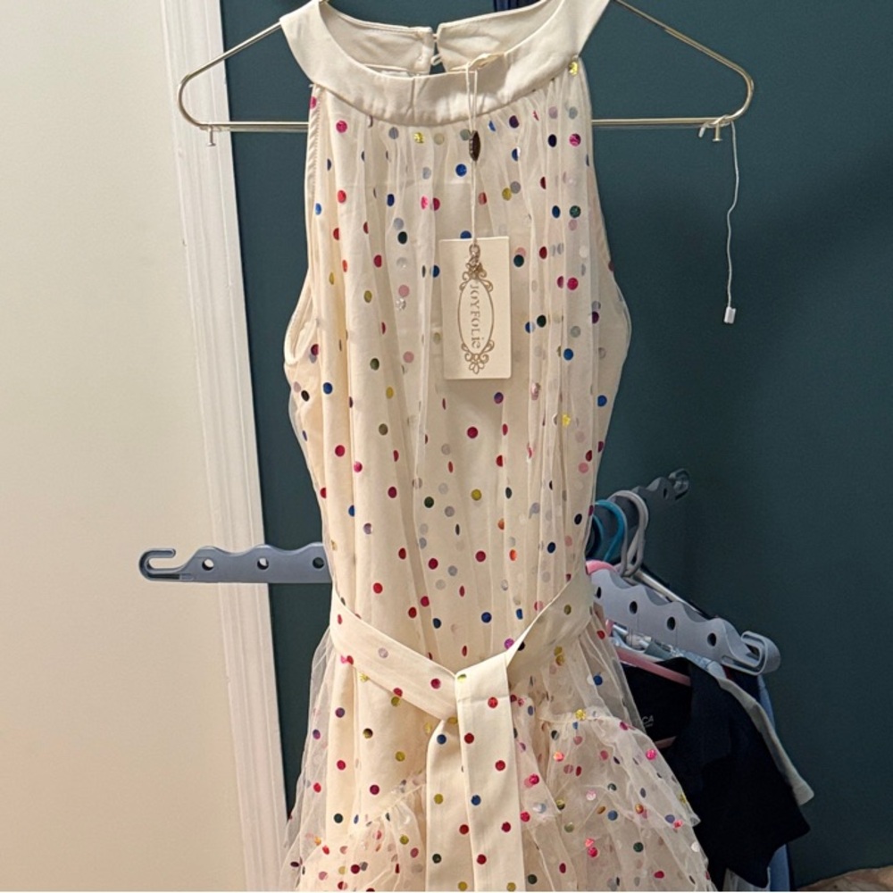 Joyfolie Cream Polka Dot Kids Dress